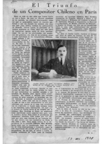 El triunfo de un Compositor Chileno en París