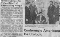 Falleció Compositor y Científico prof. Alfonso Leng Haygus