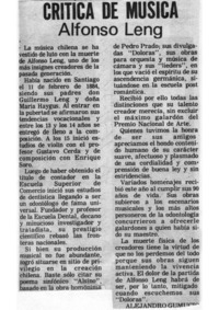 Crítica de Música Alfonso Leng