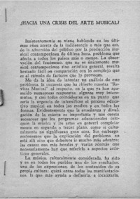¿Hacia una crisis del arte musical?
