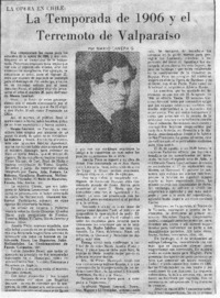 La temporada de 1906 y el terremoto de Valparaíso