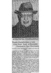 Dando cumplimiento a una gira llegó ayer el eminente compositor Igor Stravinsky.