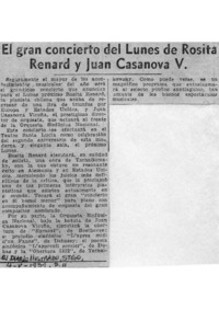 El Gran concierto del Lunes de rosita Renard y Juan Casanova V.