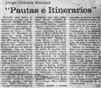 Jorge Urrutia Blondel "Pautas e Itinerarios"