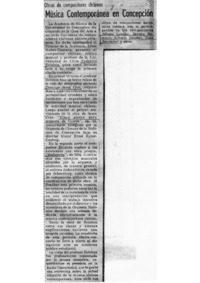 Música Contemporánea en Concepción Obras de compositores chilenos