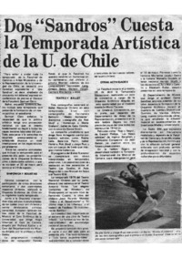 Dos "Sandros" cuesta la Temporada Artística de la U. de Chile