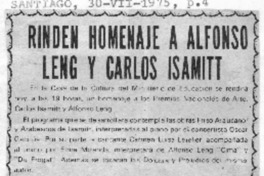 Rinden Homenaje a alfonso Leng y Carlos Isamitt.