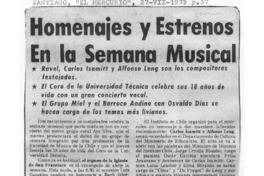 Homenaje y Estrenos en la Semana Musical