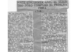 Hace cincuenta años el maestro Soro compuso su primera obra