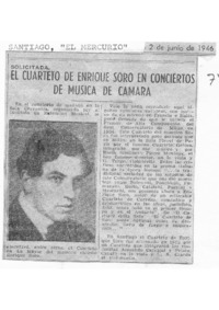 El cuarteto de Enrique soro en conciertos de Música de Cámara Solicitada