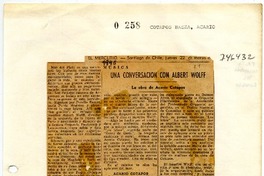 Una conversación con Albert Wolff La obra de Acario Cotapos