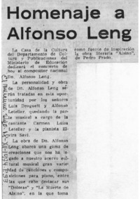 Homenaje a Alfonso Leng