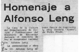 Homenaje a Alfonso Leng