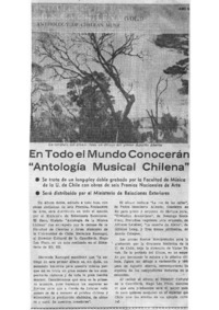 En todo el mundo conocerán "Antología Musical Chilena"