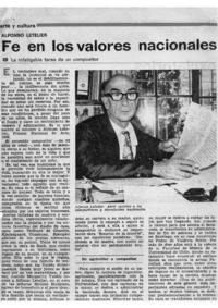 Fe en los valores nacionales La infatigable tarea de un compositor