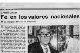 Fe en los valores nacionales La infatigable tarea de un compositor