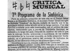 7° Programa de la Sinfónica Crítica Musical