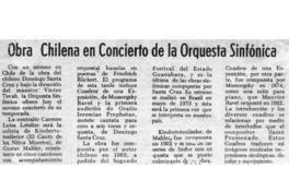 Obra Chilena en concierto de la Orquesta Sinfónica