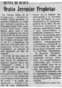 Oratio Jeremiae Prophetae Crítica de Música