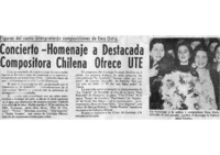 Concierto-Homenaje a Destacada Compositora Chilena Ofrece UTE Figuras del canto interpretarán composiciones de Ema Ortíz