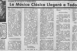 La Música Clásica Llegará a Todos Programa del Instituto de Extensión Musical