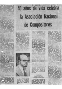 40 años de vida celebra la Asociación Nacional de Compositores