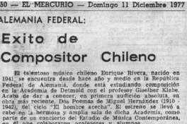 Exito de compositor chilen Alemania federal
