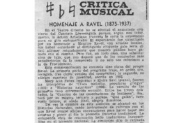 Crítica Musical Homenaje a Ravel