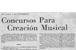 Concursos Para Creación Musical En Chile y el exterior.