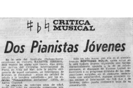 Crítica Musical Dos Pianistas Jóvenes