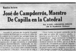 José de Campderrós, Maestro de Capilla en la Catedral.