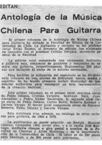Editan: Antología de la Música Chilena para Guitarra