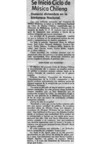 Se Inició Ciclo de Música Chilena Durante diciembre en la Biblioteca Nacional