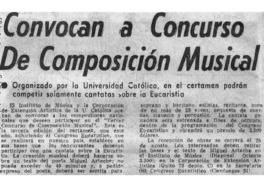 Convocan a Concurso de Composición Musical