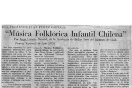 Música folklórica infantil chilena Del profesor Juan Pérez Ortega