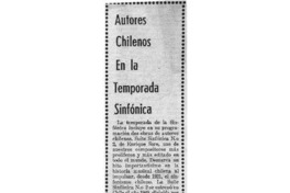 Autores chilenos en la Temporada Sinfónica