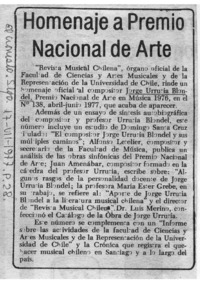 Homenaje a Premio Nacional de Arte