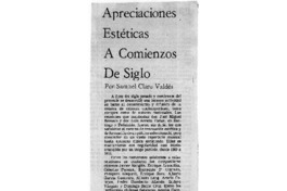 Apreciaciones Estéticas a Comienzos de Siglo