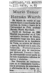 Murió Tenor Hernán Wurth