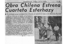 Obra Chilena Estrena el Cuarteto Esterhazy