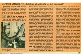 Alfonso Letelier: el chileno no conoce a sus músicos.