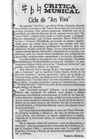 Crítica Musical Ciclo de "Ars Viva"
