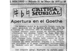 Crítica Musical Apertura en el Goethe