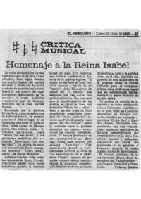 Crítica Musical Homenaje a la Reina Isabel