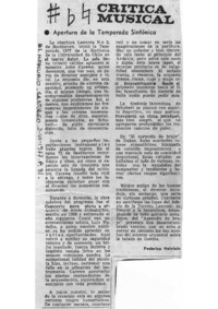 Crítica Musical apertura de la temporada sinfónica