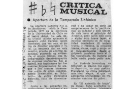 Crítica Musical apertura de la temporada sinfónica