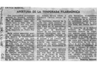 Crítica Musical Apertura de la Temporda Filarmónica
