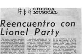 Crítica Musical Reencuentro con Lionel Party