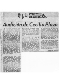 Crítica Musical Audición de Cecilia Plaza