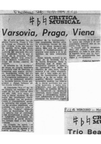 Crítica Musical Varsovia, Praga, Viena